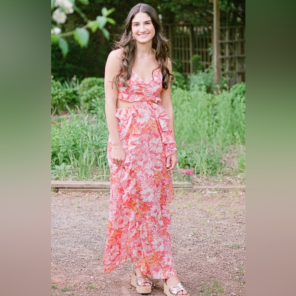 Floral dress with cutouts